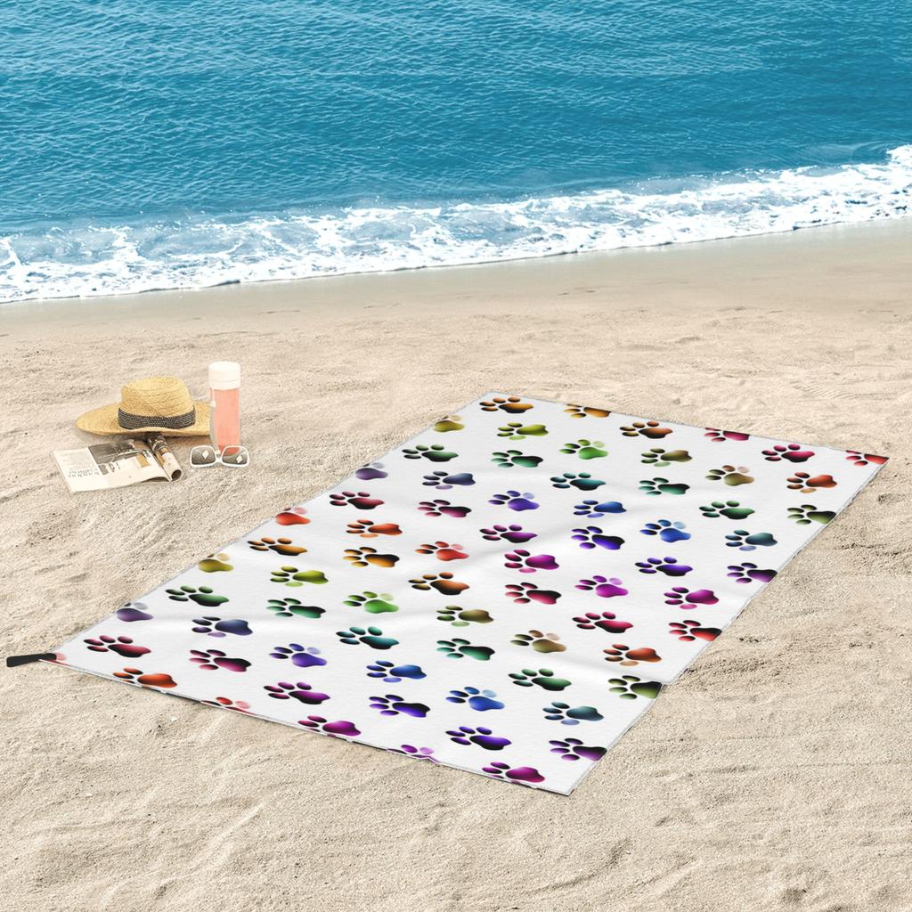 Animal Paw Prints Cats Dogs Rainbow Colors Beach Towel Soft Microfiber Quick Dry Absorbent Quick Towels For Bath