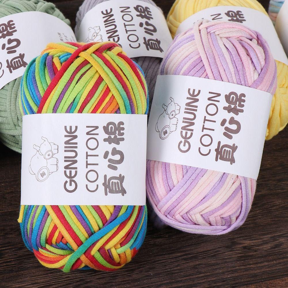 Cotton-Nylon Blend Rainbow Crochet Yarn Thick 80M Colorful Cotton Knitting Yarn Hand Woven Easy-to-See Stitches Beginner