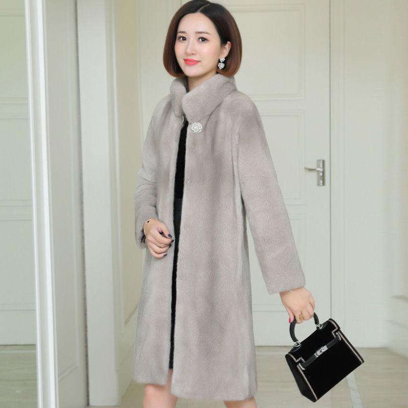 Зимняя куртка из искусственного меха норки средней и длинной длины с воротником-стойкой, утолщенная и тонкая одежда для мам, зимняя одежда из хлопка с ватной подкладкой