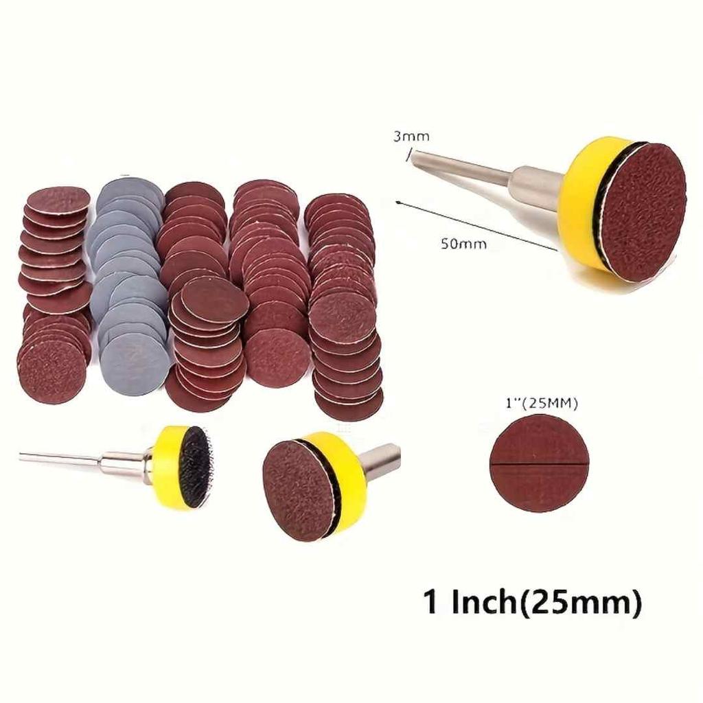 100PCS/SET 25mm 1-Inch Sanding Disc Sanding Disc-Abrasive Paper 1-Inch Abrasive Polishing Pad for Rotary Tools