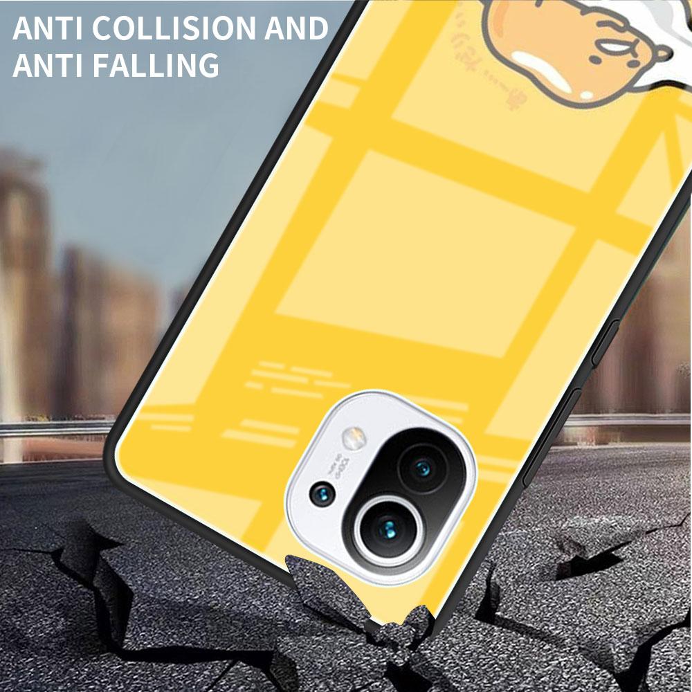Стеклянный чехол для Xiaomi Poco X3 NFC 11 Lite 11T F3 M3 для Redmi Note 11 10 9 8 Pro 10S 9S 9A 9C, чехол для телефона Gudetama