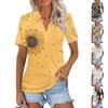 Women's Fashion Casual Lapel Short Sleeve Print Shirt Women's V-Neck Tops