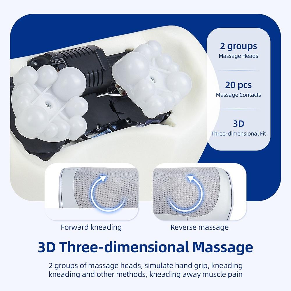2 в 1 электрическая массажная подушка для шеи и спины, поясничный массажер, разминающий массаж талии, массажер шиацу для головы и плеч