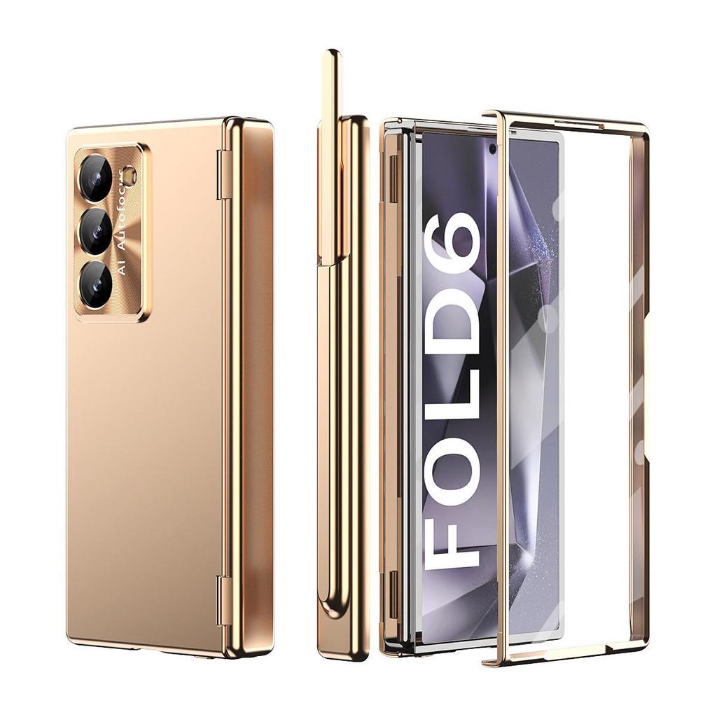 Совместимый чехол для Samsung Z Fold7/6 с отсеком для стилуса на двойном шарнире, пленкой-оболочкой для стилуса, полным покрытием и защитой от падений.