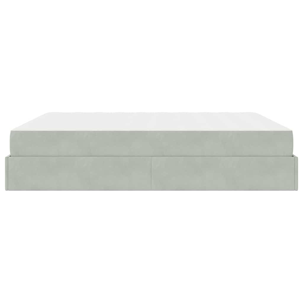 Bed Frame with Mattress 2 pcs Light Grey Velvet