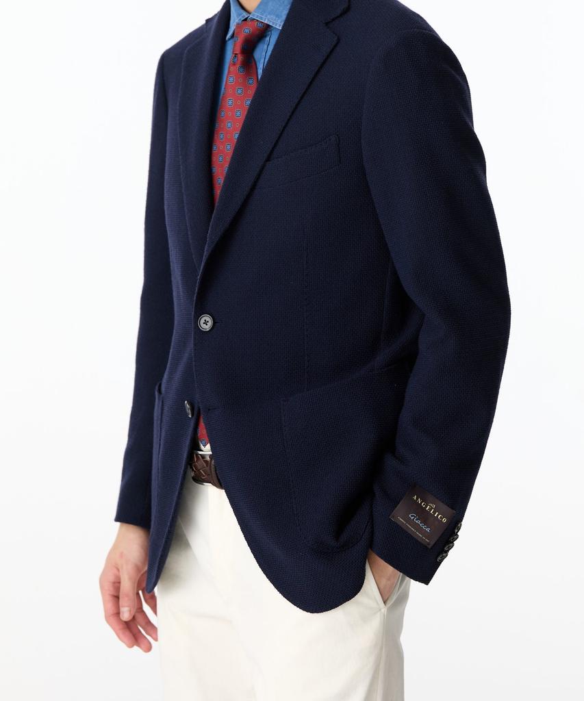Man On The Boon Notched Lapel Wool Blend Single Jacket_Navy 4714302003