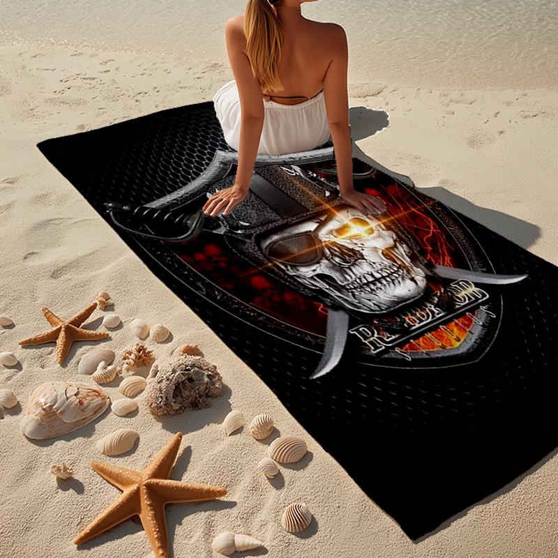 Las Vegas Raiders Microfiber Beach Towel, Lightweight And Quick-Dry, for Summer Travel, Beach Essential, Swimming Pool