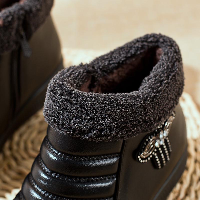 Mom Shoes Cotton Shoes Winter Soft Bottom Non-slip Middle-aged Women Shoes Elderly Leather Shoes Padded Warm Snow Boots