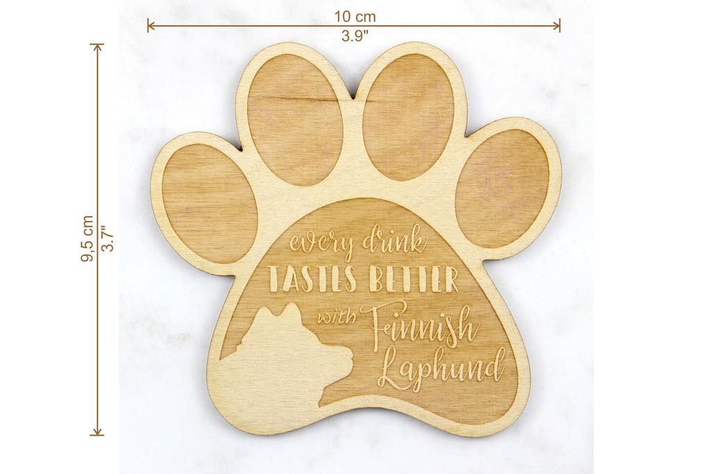 Finnish Lapphund, Finnish Lapponian Dog – Mug coaster, engraved coaster with dog | Art-Dog