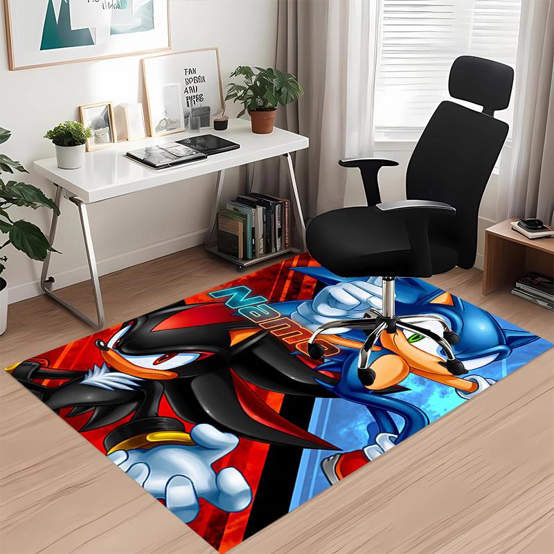 Custom Name Sonic Printed Carpet Rug For Office Chair Living Room Bedroom Kitchen Room Decor Gifts