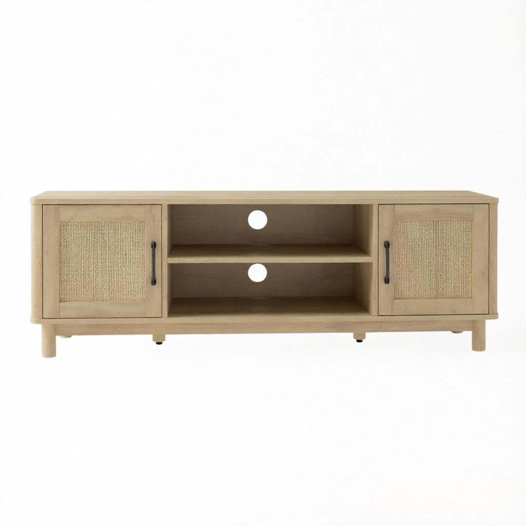 TV Cabinet with Open Compartments and Double Doors,Stylish TV Table with Lots of Storage Space,TV Base Cabinet(only with TV cabinet)