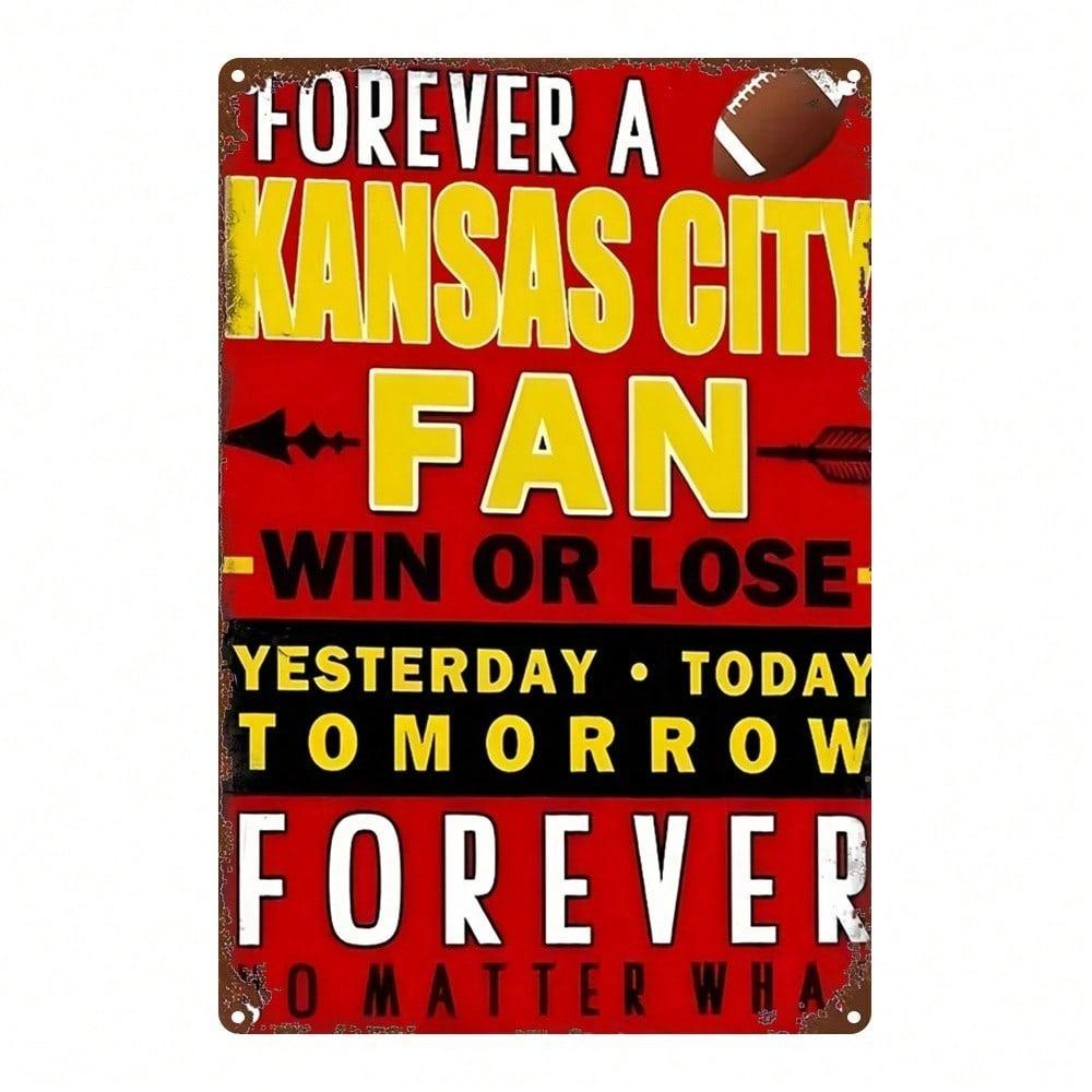 Жестяная металлическая табличка Kansas City Chiefs 8x12 Винтажное настенное искусство Декор для домашнего бара