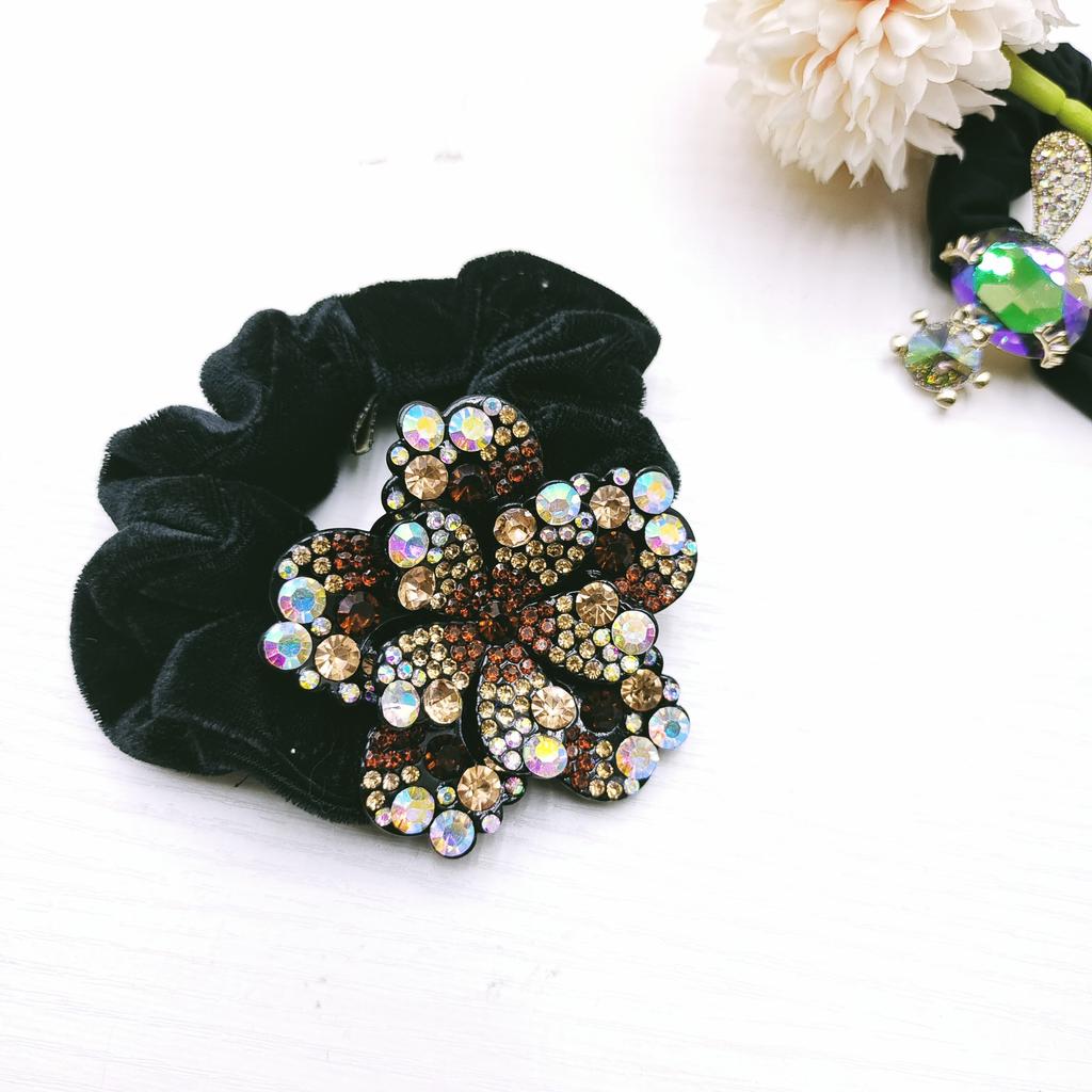 Женские резинки для волос со стразами, бархатные эластичные резинки для волос, цветочные кольца для волос, резинки для волос, хрустальные головные уборы, аксессуары для волос