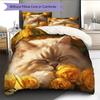 Roses and Persian cat Pattern Bedding Home Decoration Birthday Gift (1 * duvet cover + 2 * pillowcase, without core)