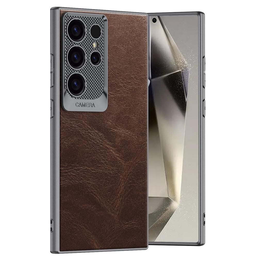 For Samsung Galaxy S24 Ultra Case Waxy PU+TPU+PC Phone Back Cover Dragon Scale Design