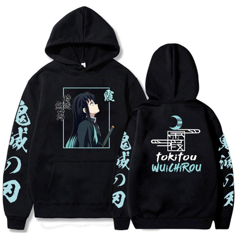 Demon Slayer Tokitou Muichirou Anime Hoodies Top Fleece Spring Autumn Japanese Hoodies Loose Casual Style Unisex Sweatshirt