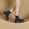 3233 маленький размер кожаные резиновые сапоги женские на толстой подошве высокие на шнуровке женские сапоги бархатные однотонные повседневные студенческие туфли
