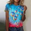 Summer Water Drops 3D Print T-Shirts Women Fashion Casual Short Sleeve T Shirt Y2k Harajuku Oversized Tees Tops Woman Clothing
