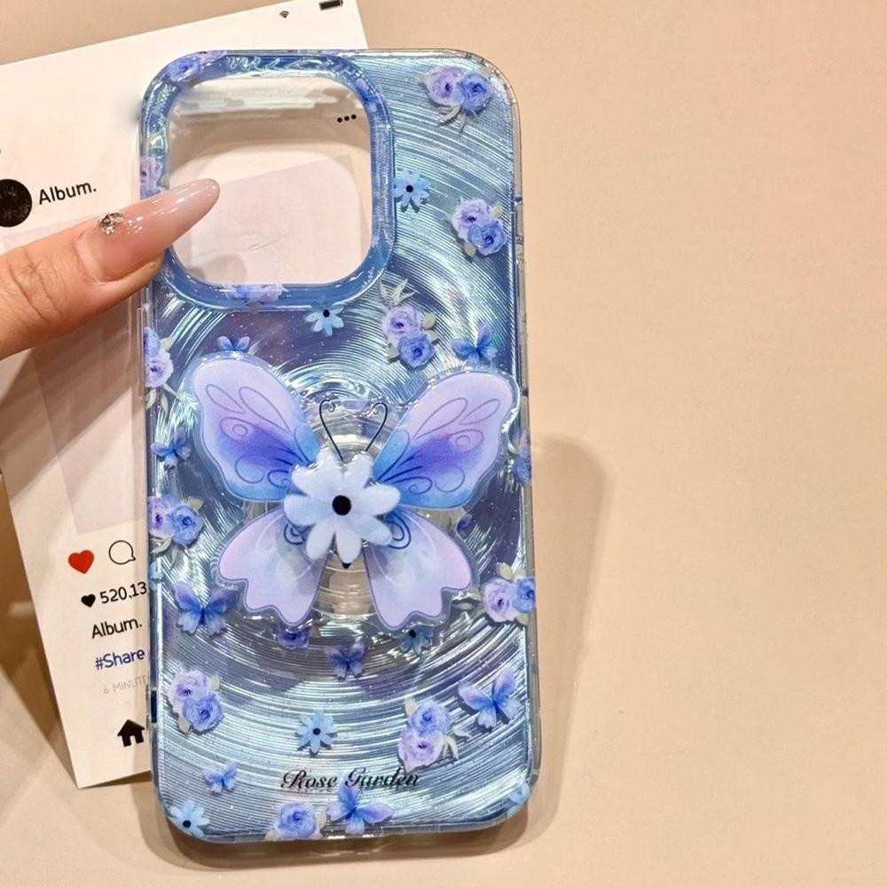 Iridescent Glossy Phone Case for iPhone 11 13 14 15 16 17 Pro 17 13 14 15 Pro Max High Quality Fantasy Floral Style Full Protection Shell