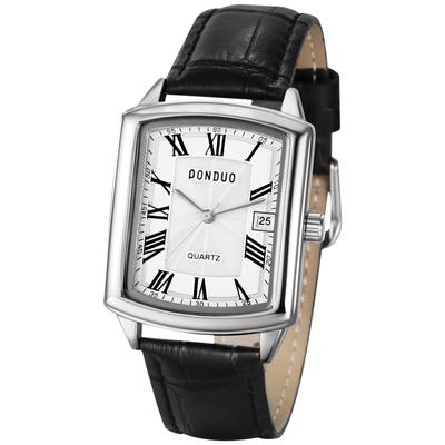 Мужские часы квадратные кожаные часы Seiko водонепроницаемые: Кварцевые часы с кожаным ремешком и прямоугольным циферблатом, мужские часы с римскими цифрами, классные деловые, повседневные, белые