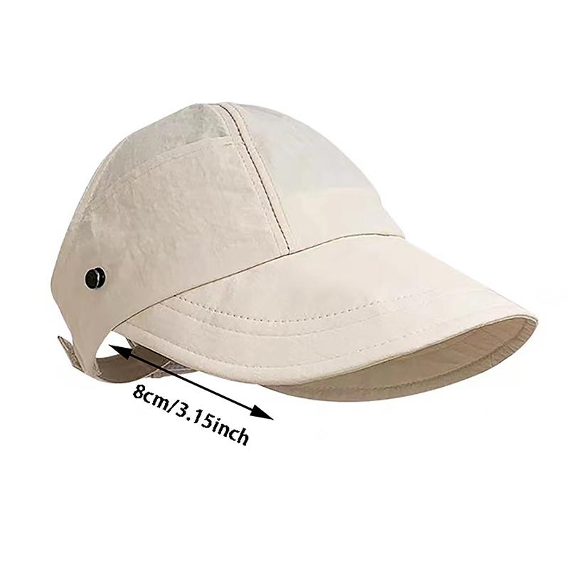 Foldable Wide Brim Ponytail Sun Hat Drawstring Adjustable Cap For Women Beach Hat Summer Quick-Dry Visor Fisherman Cap