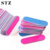 STZ 100pcs Mini Nail Files Double-sided Disposable Cuticle Remover 180/240 Grit Artificial Nail Sandpaper Nail Gel Manicure #858