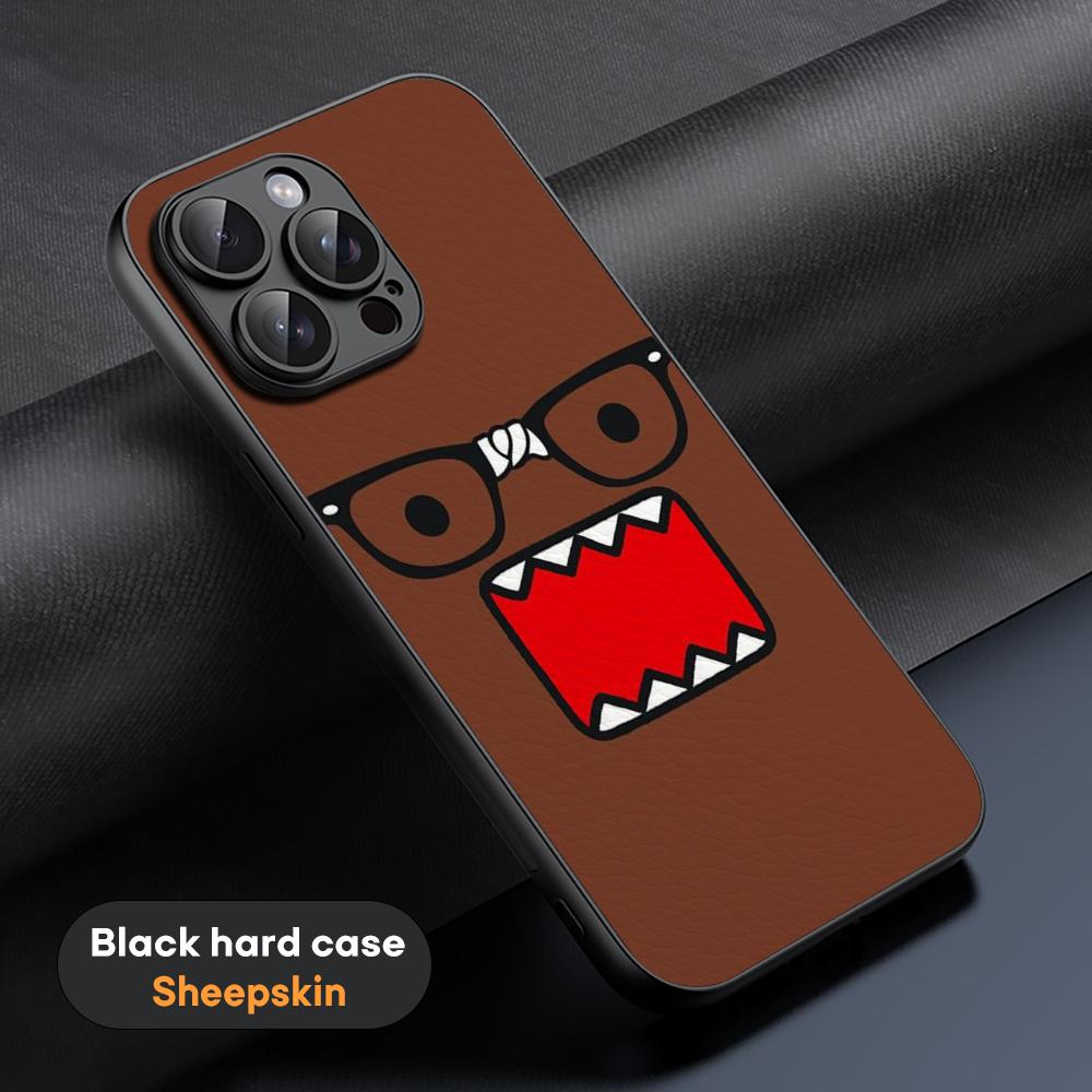 Domo kun cute cartoon anime pattern Phone Case For iPhone 16 15 14 13 12 11 Plus Pro Max Limited Black hard case Sheepskin
