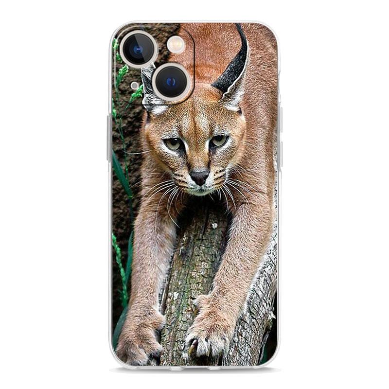 Чехол для телефона iPhone 17 Air Cases iPhone 16 15 12 13 14 Pro Max SE 7 8 Plus iPhone11 Прозрачный чехол Африканская рысь Каракал