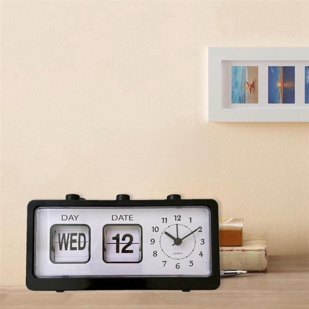 Electronic Manual Page-flipping Calendar Clock Date Week Table Clock Mechanical Alarm Clock School
