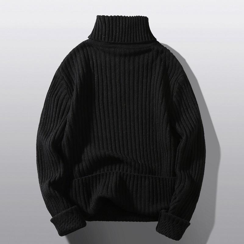 Мужская повседневная трикотажная рубашка с высоким воротом, модный мужской трикотаж, мужской пуловер