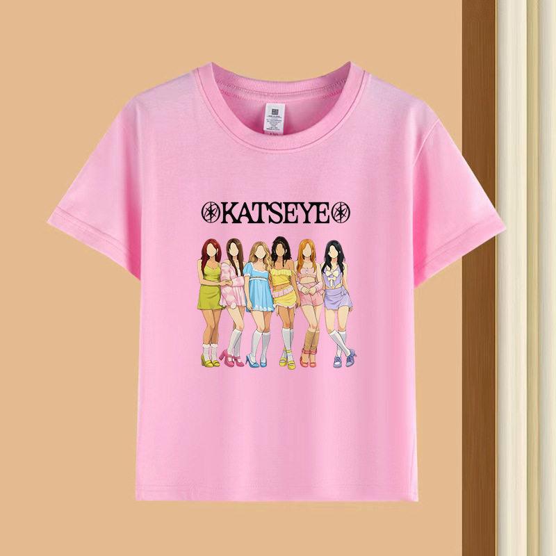 Bestselling Korean Girl Group Katseye Printed Tshirt Shortsleeved Fashionable Casual Adult and Childrens Top