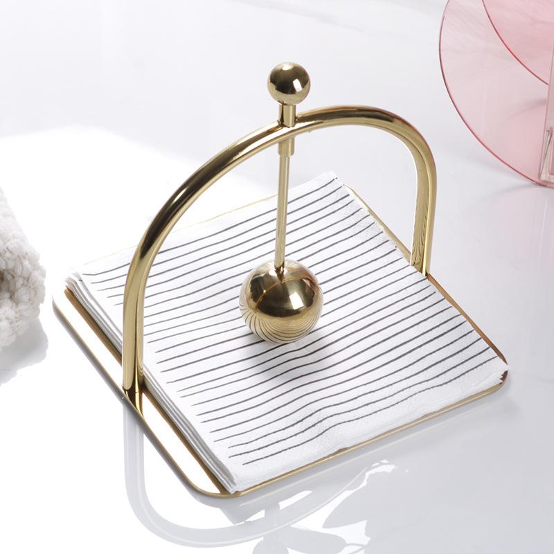 Modern Light Luxury Hotel Exhibition Hall Desktop Metal Fixed-point Paper Towel Holder Ornaments Creative Soft Decoration Home Crafts Ornaments