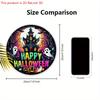 Happy Halloween Wooden Sign with Horror Castle Pattern - Figurine Ornaments with Pumpkin & Ghost Pattern - Ideal for Front Door, Yard, Porch Decor