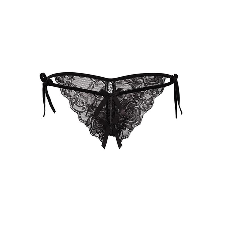 Women's Sexy Lingerie Open Crotch Easy Removal Side Ties That Can Be Untied Lace Low-Rise Briefs