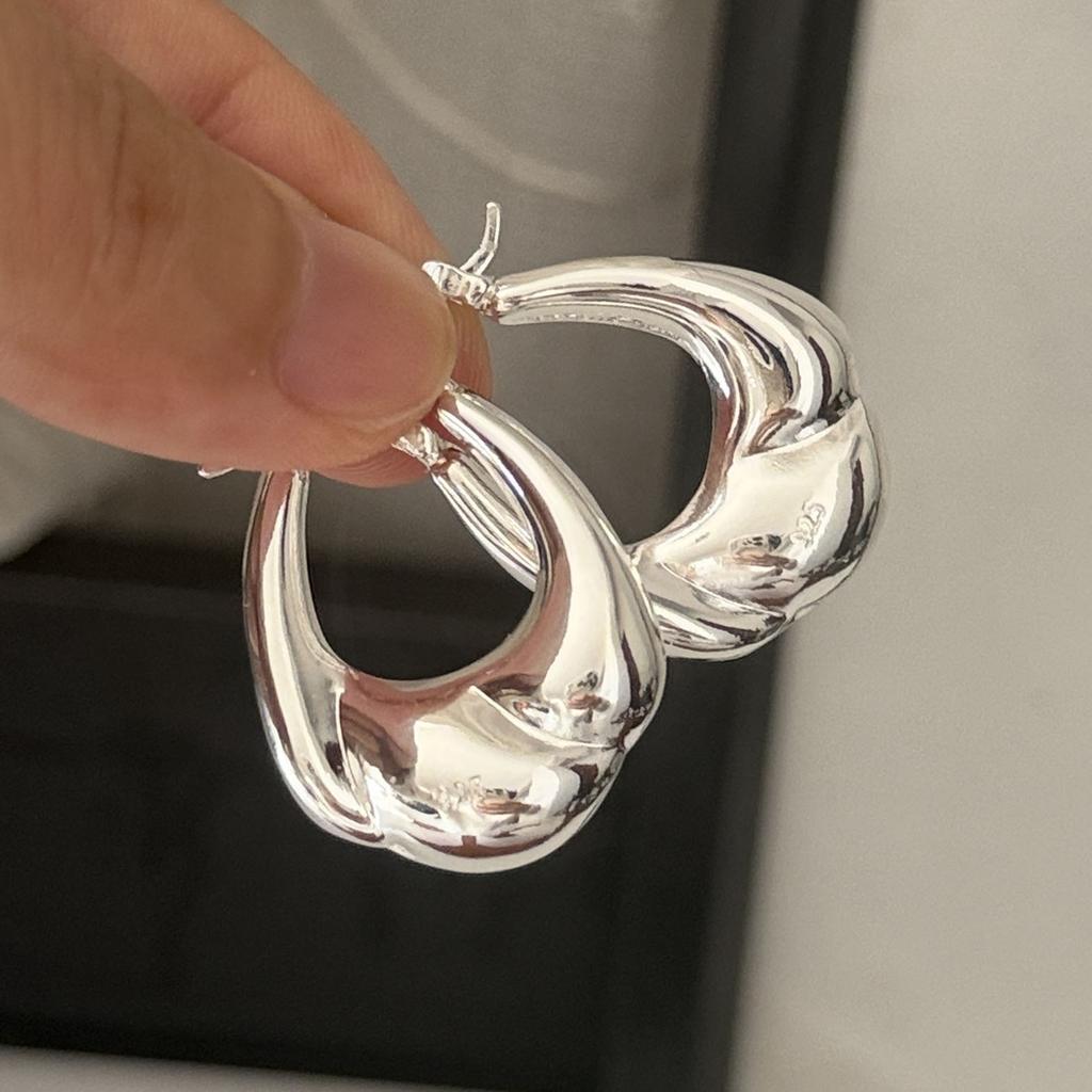 Xiaomi 925 Sterling Silver Vintage Earrings For Women Trendy Simple Geometric Big Earring Jewelry Prevent Allergy Party Accessories