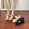 Весна новая водонепроницаемая обувь Мэри Джейн на столе с круглым носком, мягкая подошва, высокий каблук, бант, замша, толстый каблук, легкий вырез, одинарная обувь, женская