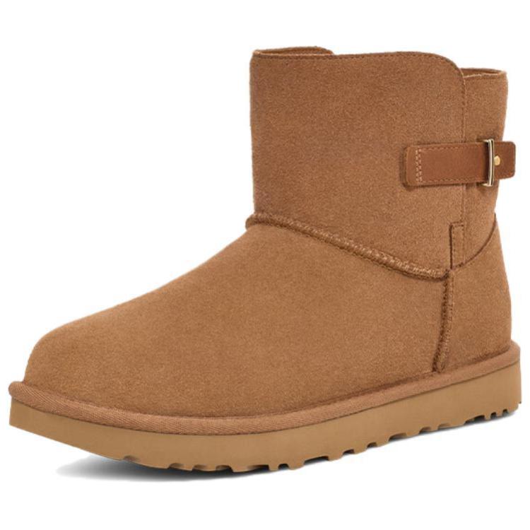 UGG Slip-On Round Toe Short Snow Boots Unisex Boots Chestnut 1166776-CHE