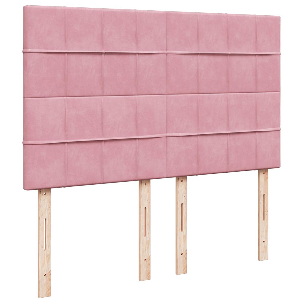 Ottoman Bed with Mattress Pink 140x190 cm Velvet