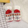 1 Pair Winter Floor Socks Thickened Fuzzy Plush Warmth Retention Christmas Elk Snowflake Print Leg Warmer Silicone Bottom Fall Winter Floor