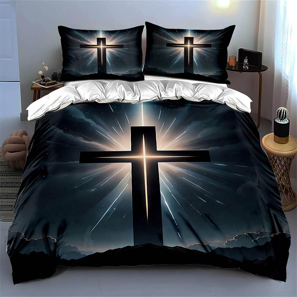 Radiant cross design. Bedding Duvet cover sets Duvet covers Pillowcases gifts (1 * Duvet Cover 2 * Pillowcases, without duvet insert)