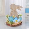 Wooden Easter Bunny Decoration Farmhouse Rustic Artificial Flower Colorful Egg Rabbit Table Sign Desktop Ornament