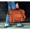 Personalized Handmade Leather Travel Messenger Office Crossbody Bag Laptop Briefcase Computer College Satchel Bag For Men And Women Gift