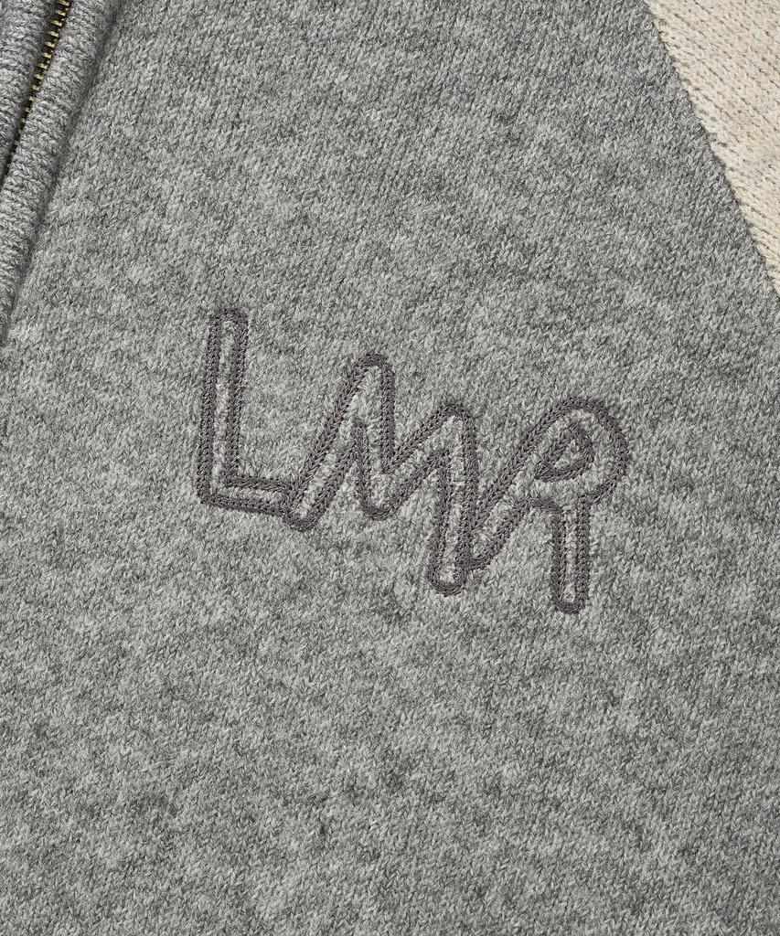 LMR Drawing Graphic Knit Zip-Up Hoodie Grey