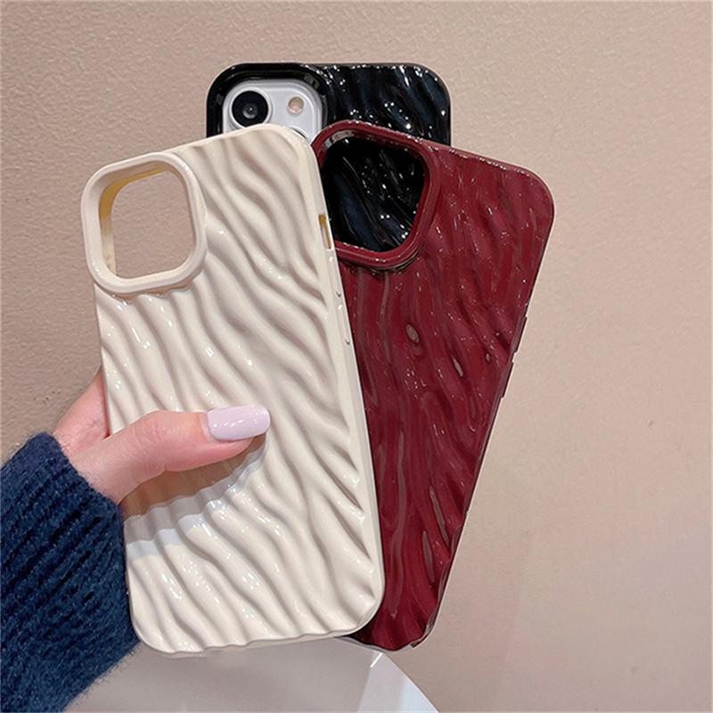 Эстетический корейский глянцевый чехол для телефона с водной рябью для Iphone 14 13 12 11 Pro Max, милый однотонный складной противоударный мягкий чехол на заднюю панель Funda