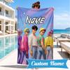 Custom Name Fantasy Night Trio K-Pop Beach Towel Microfiber Beach Towel, Lightweight and Quick-Dry, for Summer Travel, Swimming Pool Gift