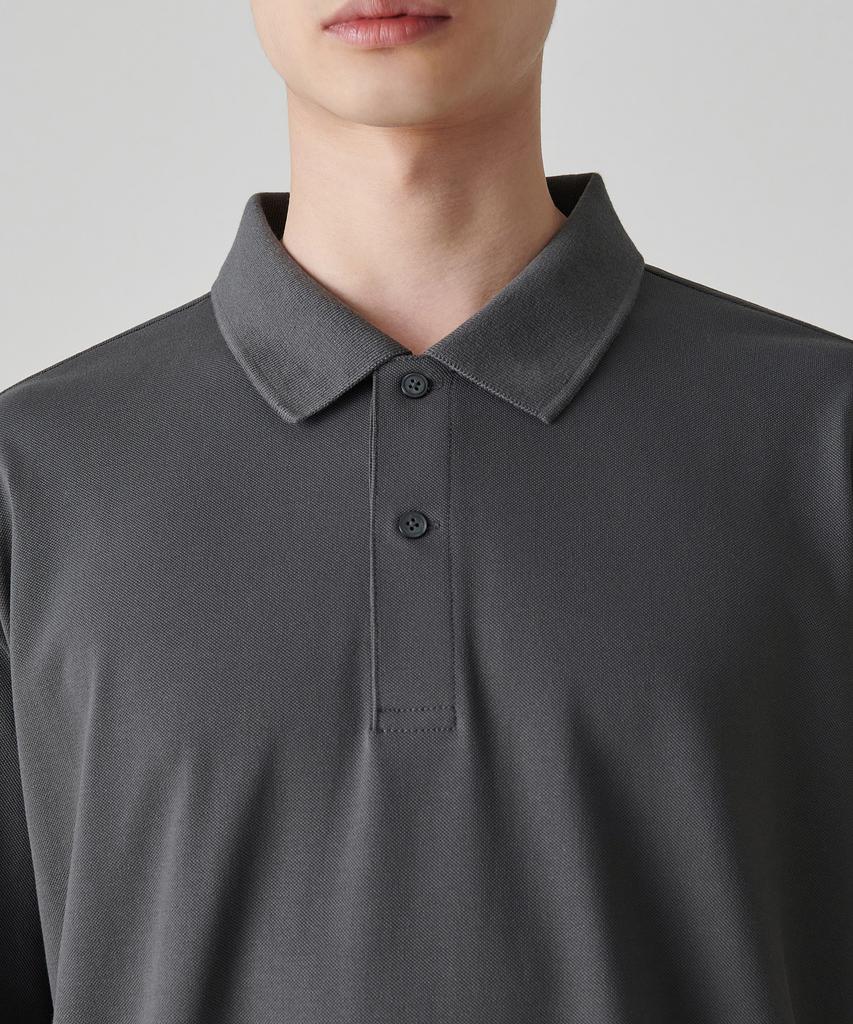 MUSINSA STANDARD [Cooltandard] Relaxed Fit Pique Polo Shirt [Gunmetal]