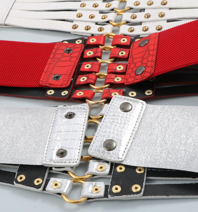 Европейский и американский ретро ивовые гвозди полое кольцо мода декоративное платье пальто искусственная кожа широкий пояс с уплотнителем пояс для женщин