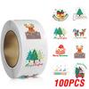 100-500pcs Santa Claus Tree Paper Label Cartoon Merry Christmas Sticker New Year Cute Snowman Stationery Stickers For Kids Gift