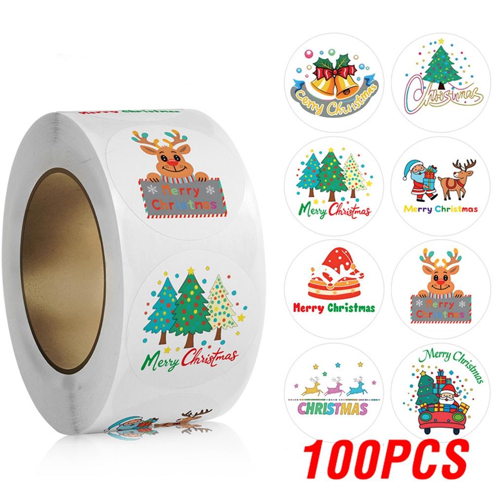 100-500pcs Santa Claus Tree Paper Label Cartoon Merry Christmas Sticker New Year Cute Snowman Stationery Stickers For Kids Gift