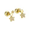 Star Stud Earrings Ladies Silver 925 Compatible with Metal Allergies Zirconia Small Cute Earrings Gold Birthday Mother